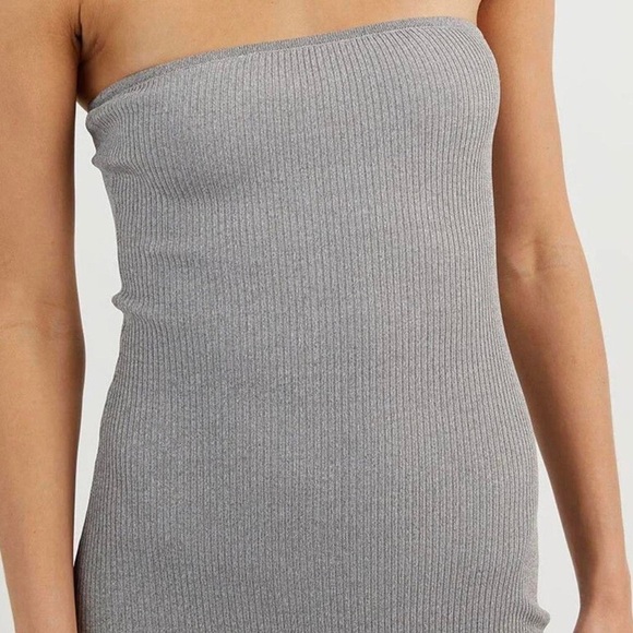 Dissh - Gomez Grey Strapless Rib Dress Size Medium - Picture 3 of 13